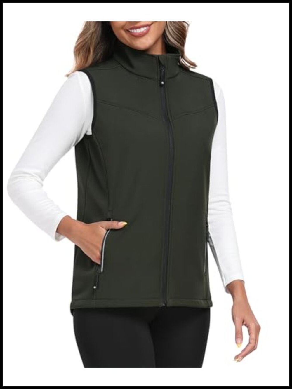 Fleece Lined Softshell Vest Lightweight Sleeveless Zip Up Jacket